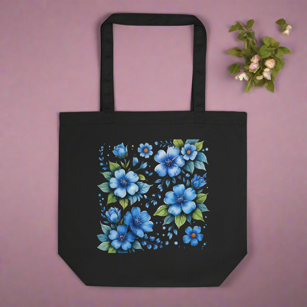 Blue Florals Certified Organic Cotton Tote