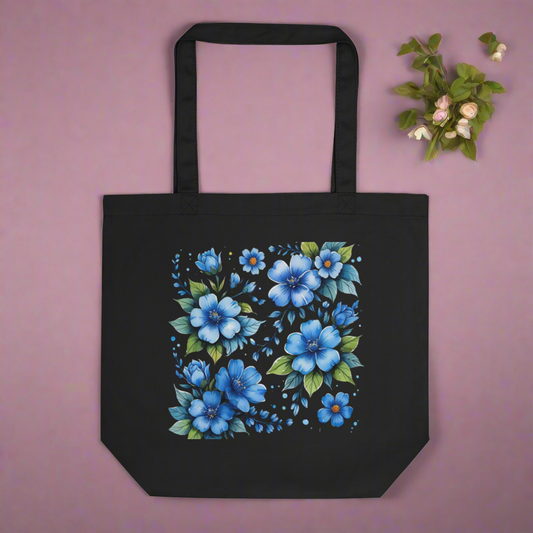 Blue Florals Certified Organic Cotton Tote